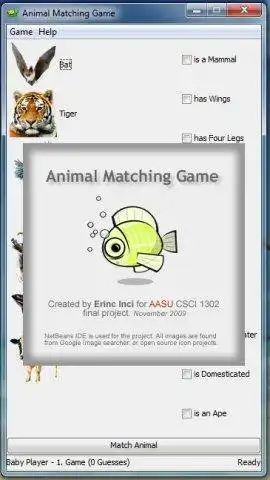 Download de webtool of webapp Animal Matching Game om in Windows online via Linux online te draaien