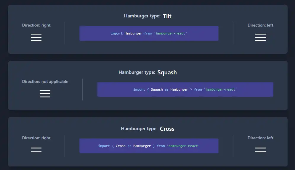 Descargue la herramienta web o la aplicación web Íconos animados del menú de hamburguesas para React