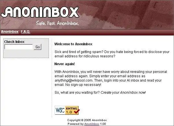 Unduh alat web atau aplikasi web AnonInbox