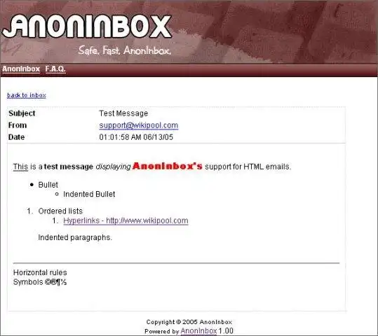 Download web tool or web app AnonInbox