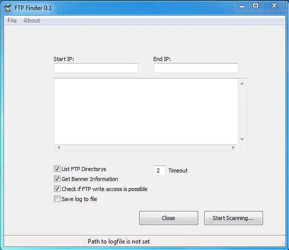 ດາວໂຫລດເຄື່ອງມືເວັບ ຫຼືແອັບຯເວັບ Anonymous FTP Finder 0.1 Beta