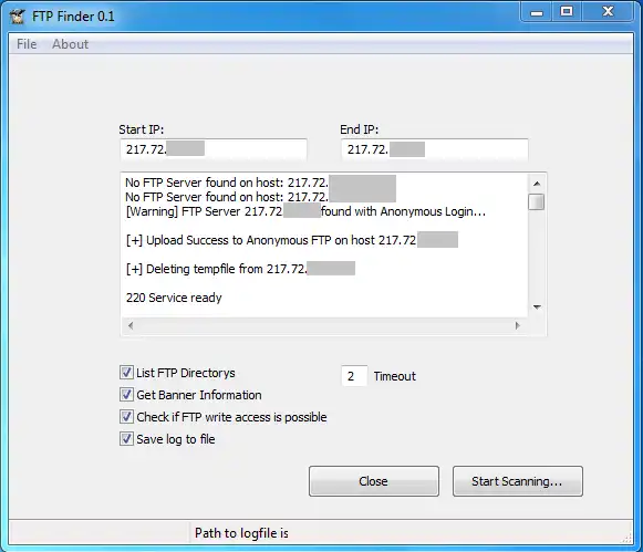 Unduh alat web atau aplikasi web Anonymous FTP Finder 0.1 Beta
