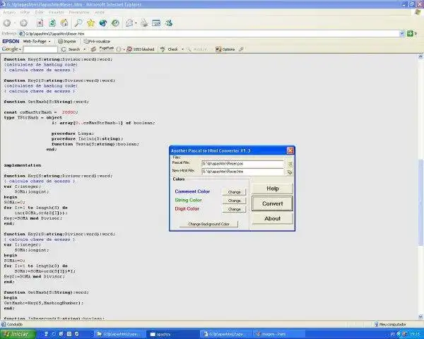 Muat turun alat web atau aplikasi web Another Pascal to Html Converter