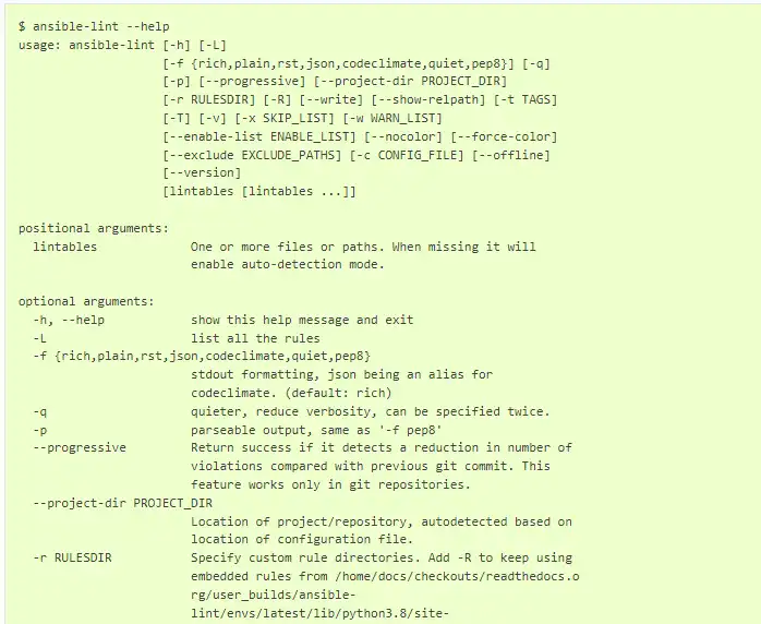 Télécharger l'outil Web ou l'application Web Ansible-lint