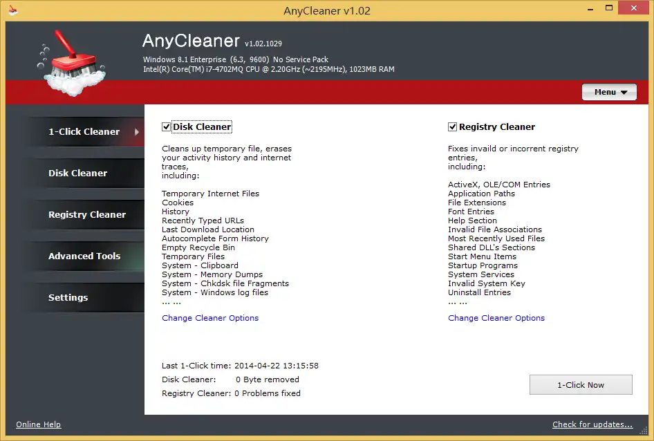 Завантажте веб-інструмент або веб-програму anycleaner