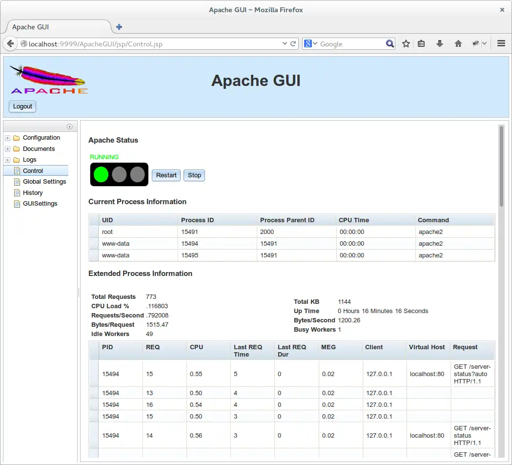 Descărcați instrumentul web sau aplicația web Apache GUI