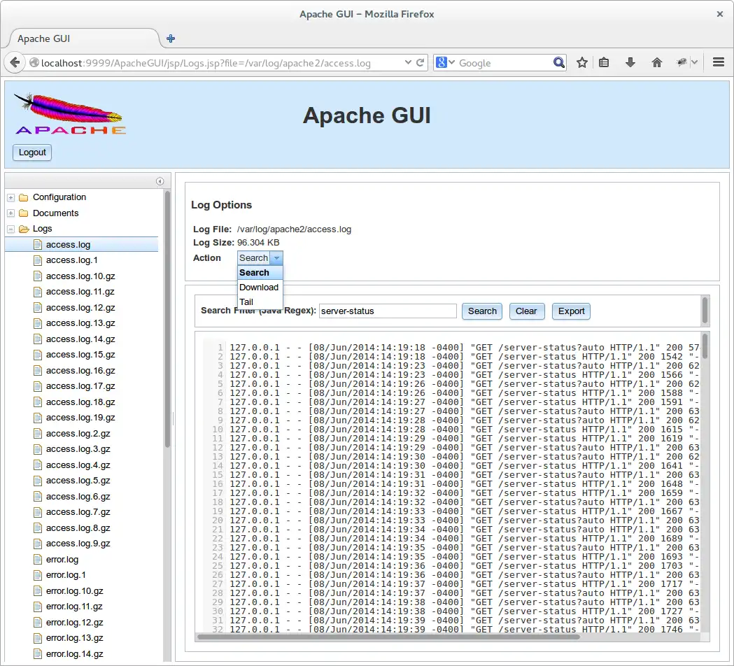 ดาวน์โหลดเครื่องมือเว็บหรือเว็บแอป Apache GUI