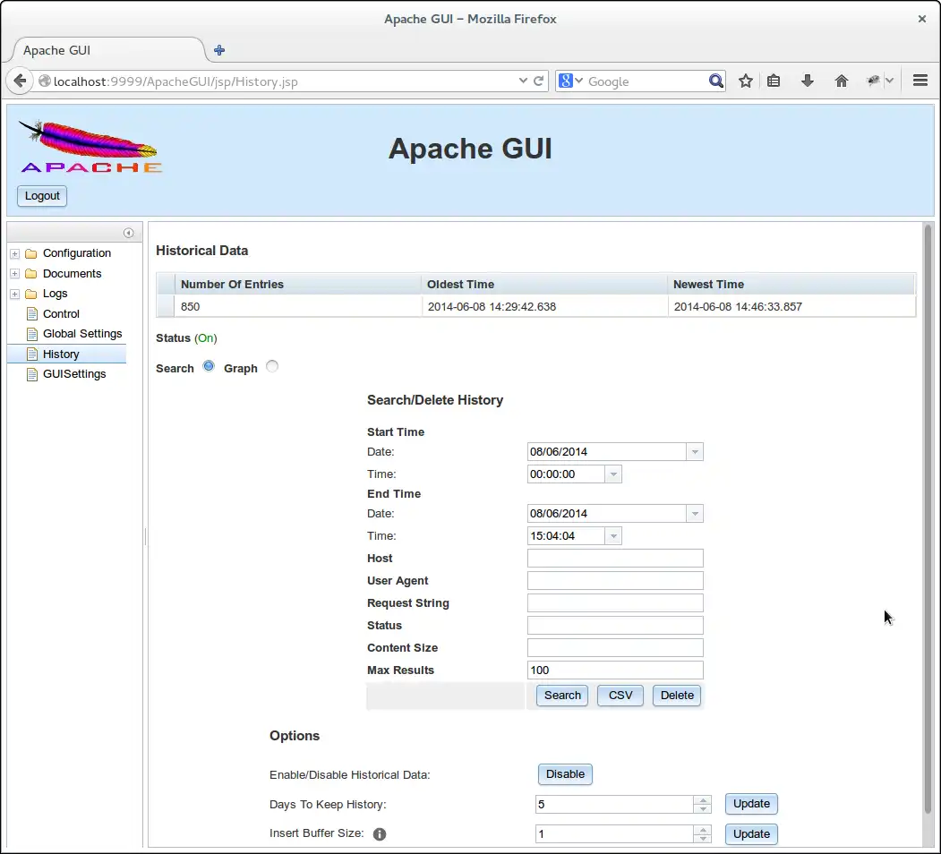 Web aracını veya web uygulamasını indirin Apache GUI