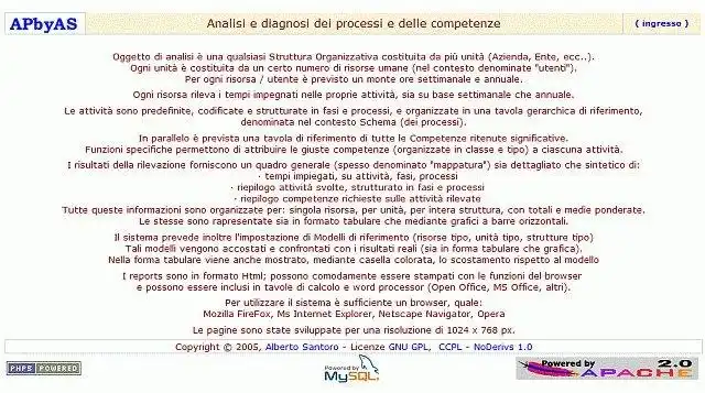 Download web tool or web app APbyAS - Analisi dei processi