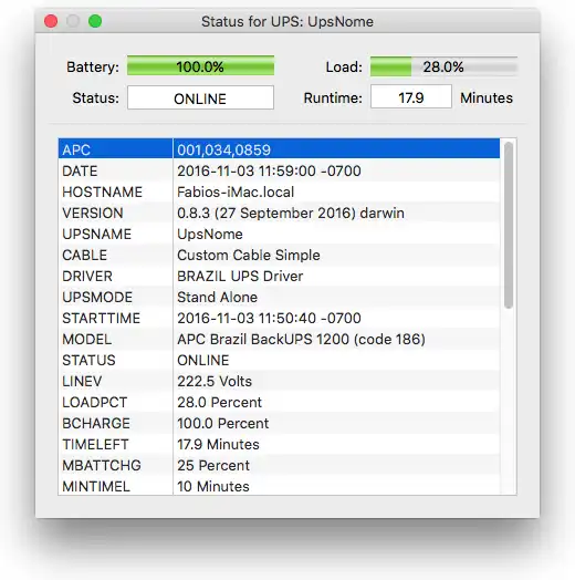 ดาวน์โหลดเครื่องมือเว็บหรือเว็บแอป ซอฟต์แวร์ ApcCtrl สำหรับ nobreak APC Brasil