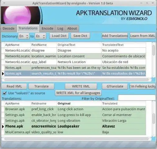 Download webtool of webapp ApkTranslationWizard