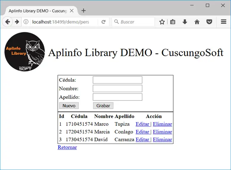 Descărcați instrumentul web sau aplicația web Aplinfo Library - CuscungoSoft