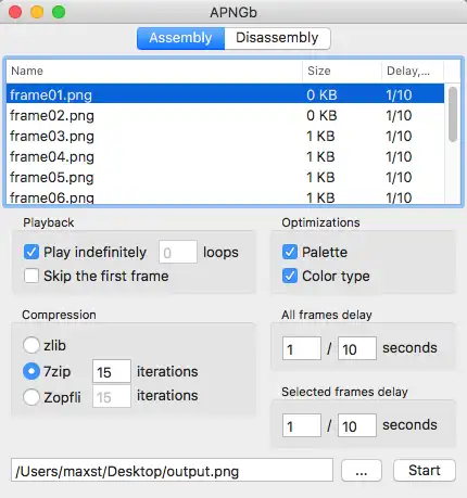 ดาวน์โหลดเครื่องมือเว็บหรือเว็บแอป APNG Assembler