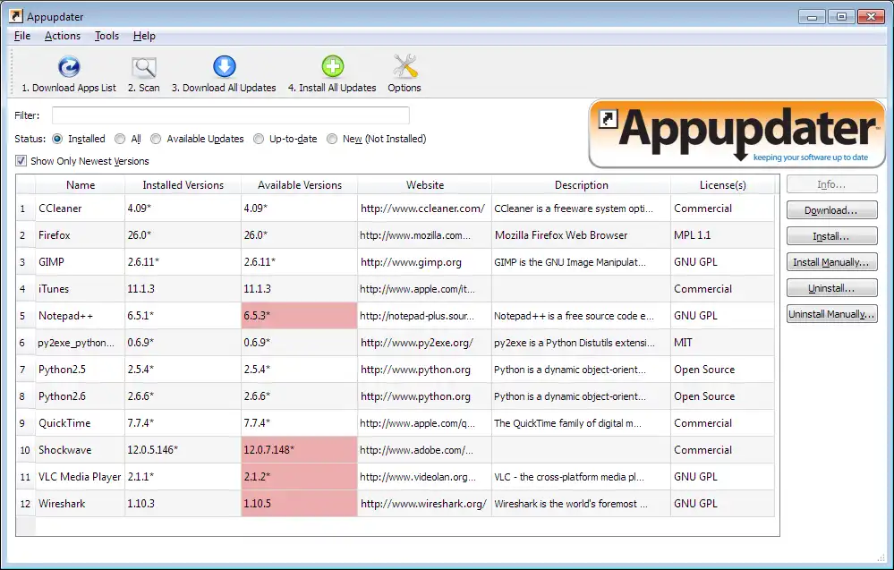 Download web tool or web app Appupdater