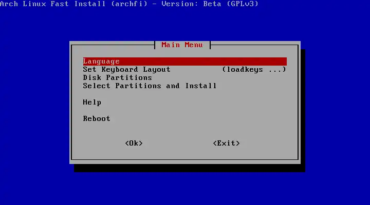 Download web tool or web app Arch Linux Fast Install