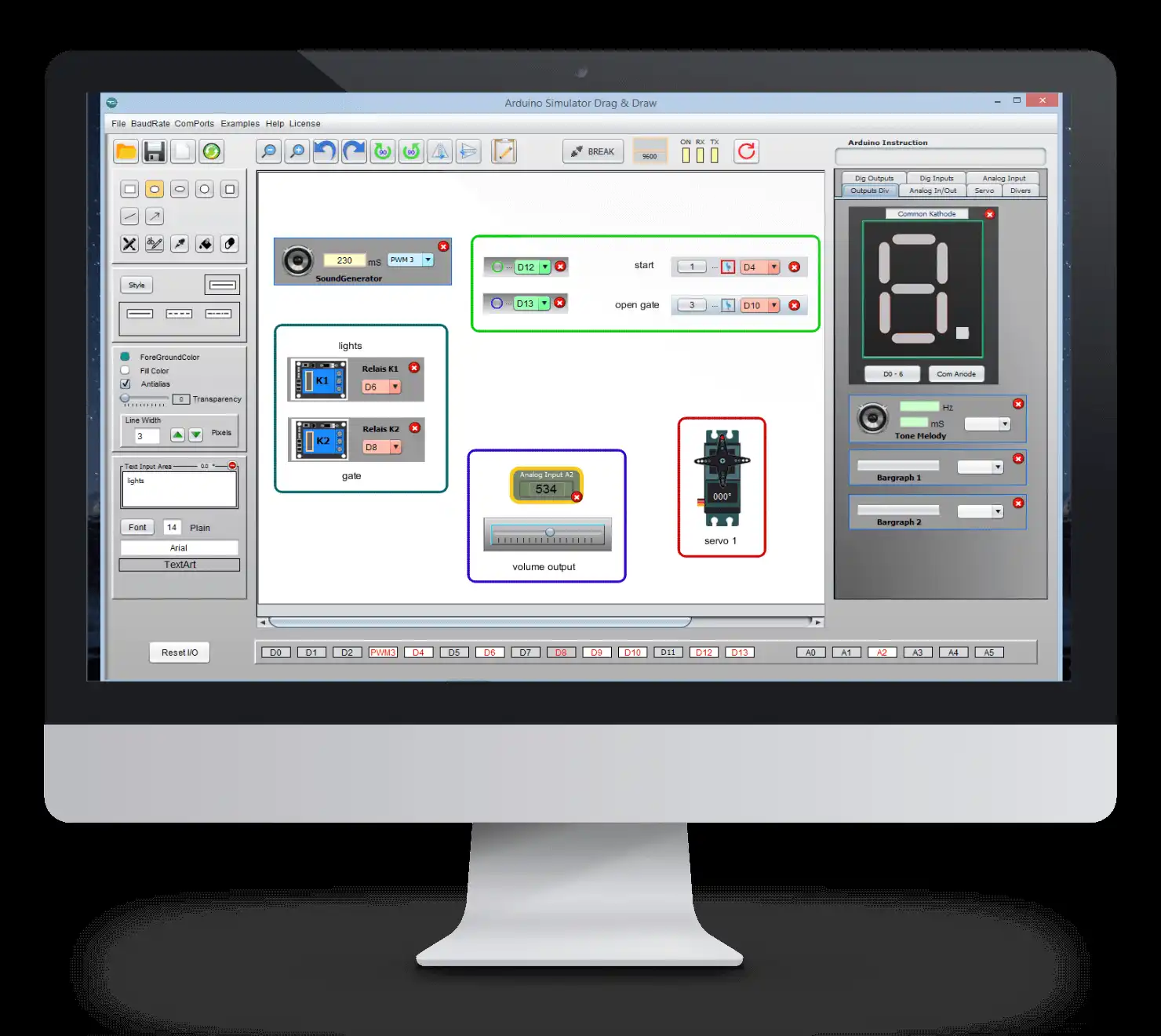 Download web tool or web app Arduino IO Simulator Drag  Draw