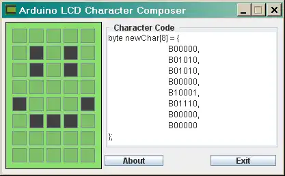 Download web tool or web app Arduino LCD Character Composer