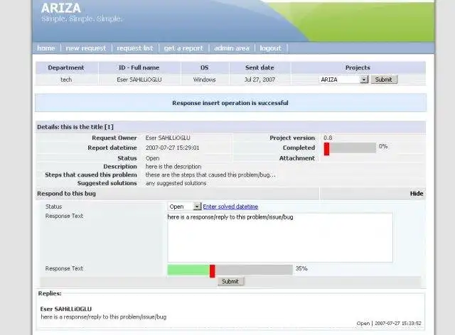 Download web tool or web app ARIZA: Bug/Request Tracking Tool