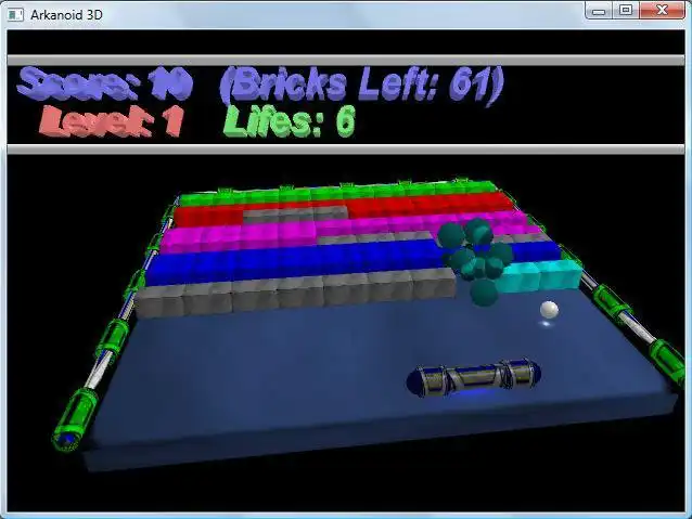 Unduh alat web atau aplikasi web Arkanoid 3D untuk dijalankan di Windows online melalui Linux online