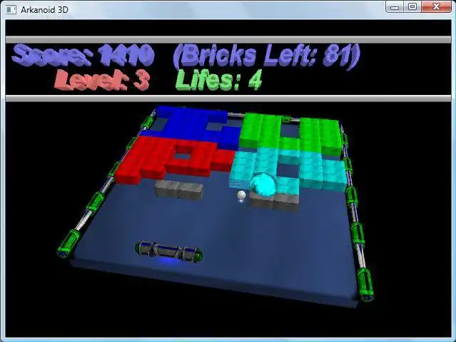 Unduh alat web atau aplikasi web Arkanoid 3D untuk dijalankan di Windows online melalui Linux online