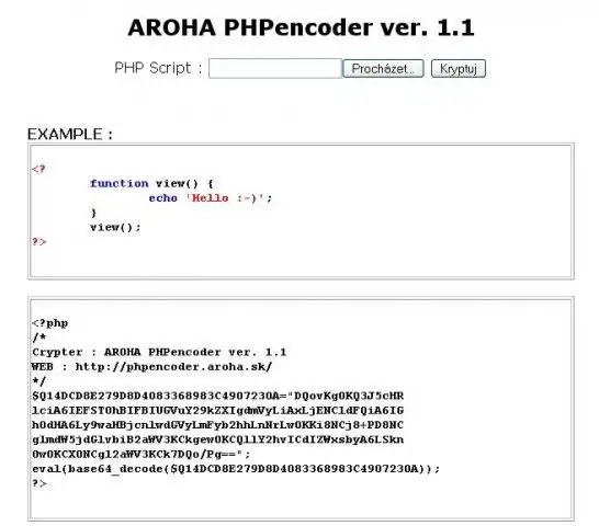 Tải xuống công cụ web hoặc ứng dụng web AROHA PHPencoder