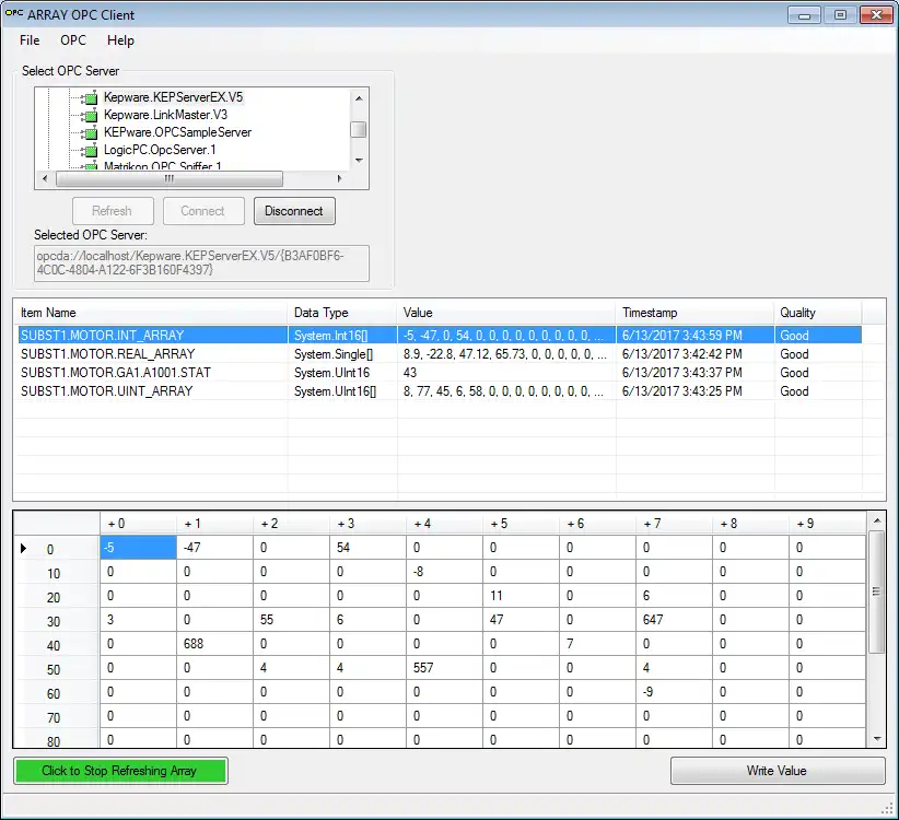 Unduh alat web atau aplikasi web ARRAY OPC Client