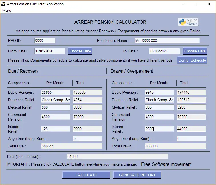 Scarica lo strumento web o l'app web Arrear_Pension_Calculator