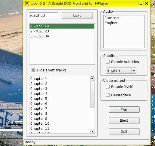 Download web tool or web app ASDF: A Simple DVD Frontend for MPlayer