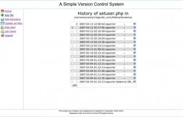 Laden Sie ein Web-Tool oder eine Web-App herunter. Ein einfaches Versionskontrollsystem