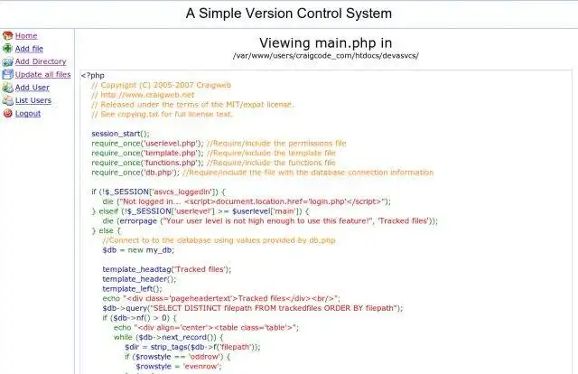 Download web tool or web app A Simple Version Control System