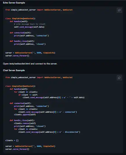 웹 도구 또는 웹 앱 다운로드 간단한 WebSocket 서버