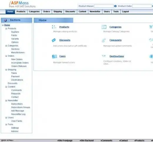 Download web tool or web app ASPMass Shopping Cart