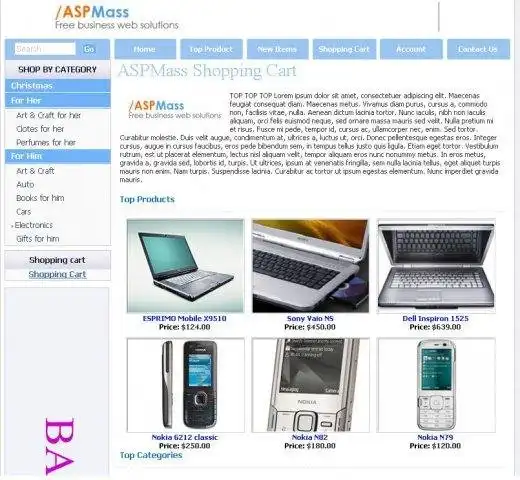 Download web tool or web app ASPMass Shopping Cart