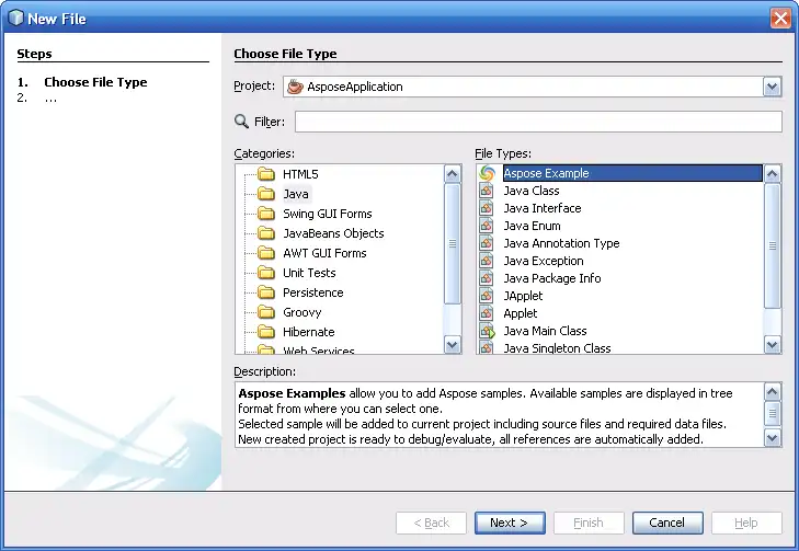 Download webtool of webapp Aspose voor NetBeans