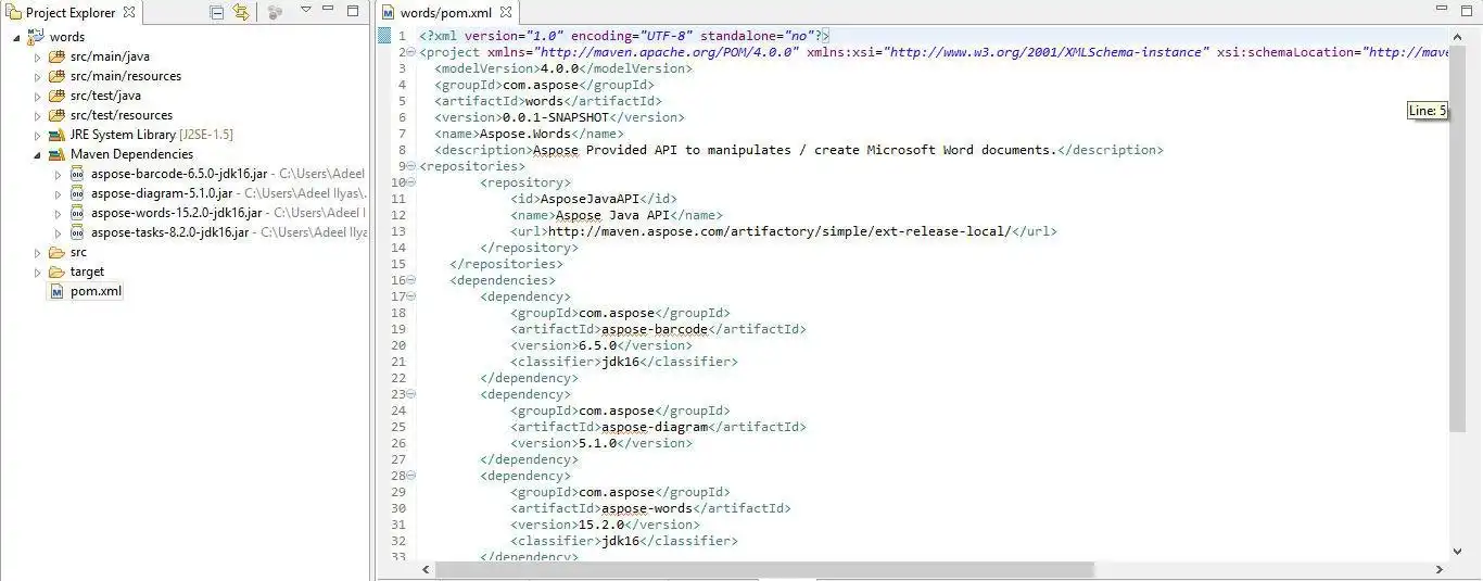 Scarica lo strumento web o l'app web Aspose Maven per Eclipse