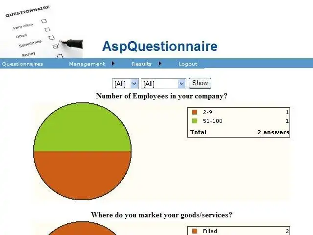Загрузите веб-инструмент или веб-приложение AspQuestionnaire
