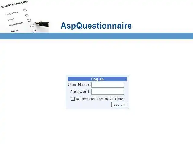 വെബ് ടൂൾ അല്ലെങ്കിൽ വെബ് ആപ്പ് AspQuestionnaire ഡൗൺലോഡ് ചെയ്യുക