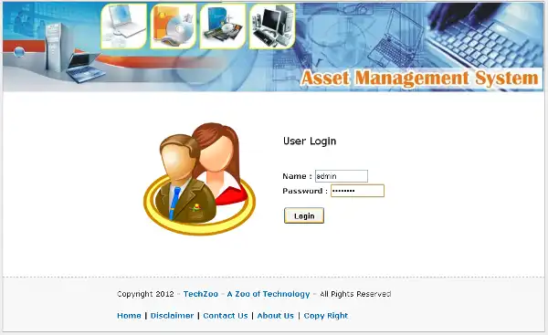Загрузите веб-инструмент или веб-приложение Asset Management System