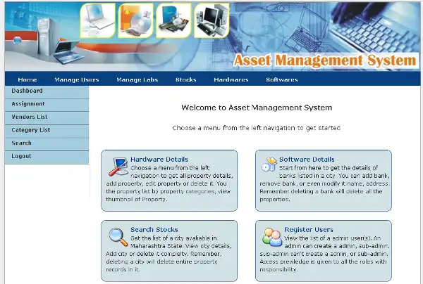 Download web tool or web app Asset Management System
