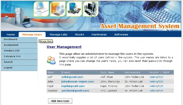 Download web tool or web app Asset Management System