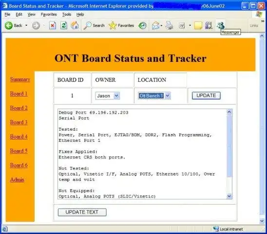 Download web tool or web app Asset tracking and message board utility