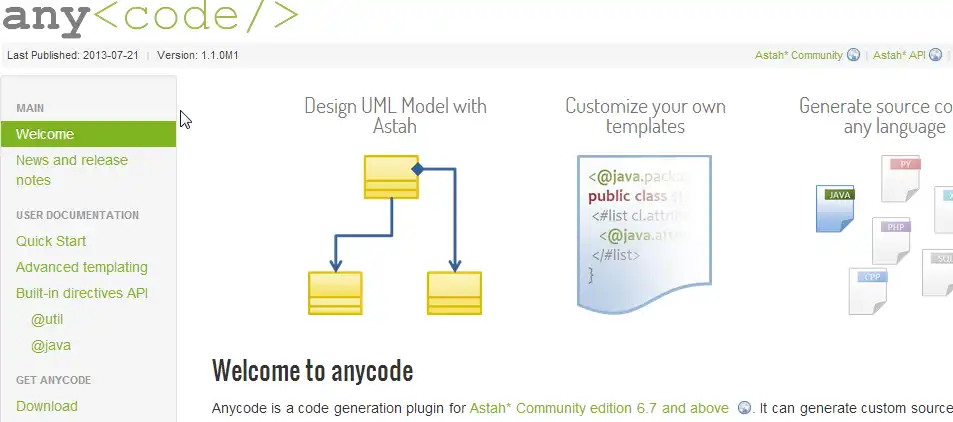 Download web tool or web app astah-anycode-plugin