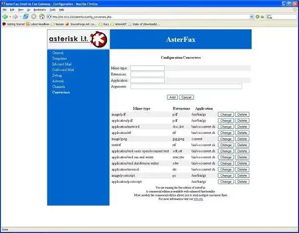 Завантажте веб-інструмент або веб-програму AsterFax - Шлюз електронної пошти до факсу Asterisk