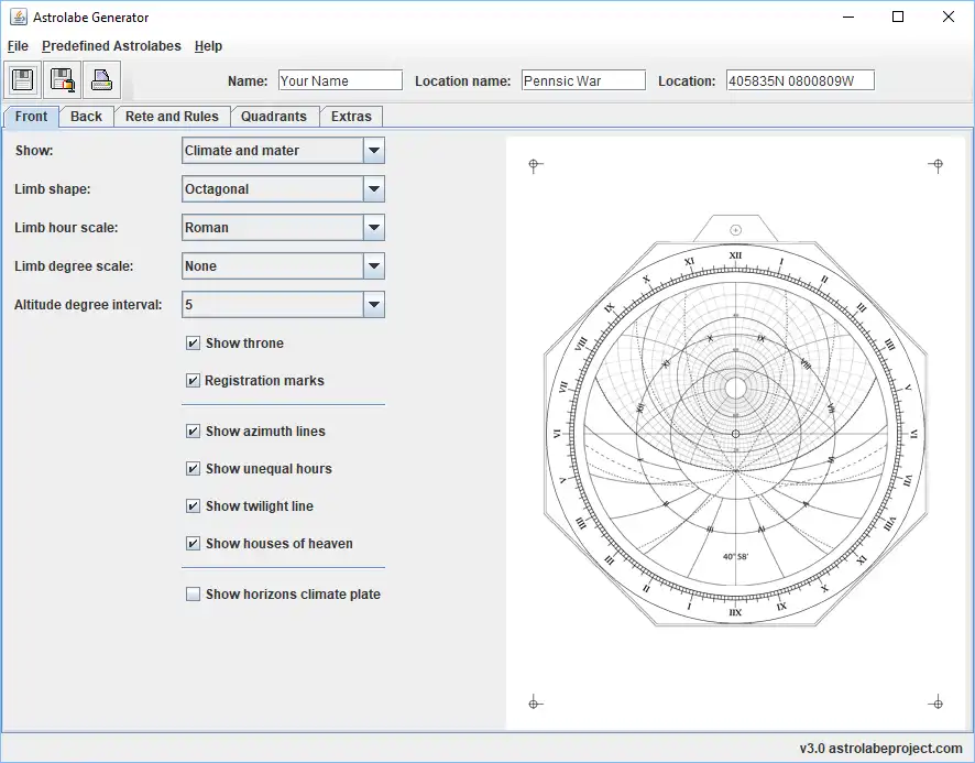 Laden Sie das Web-Tool oder die Web-App Astrolabe Generator herunter