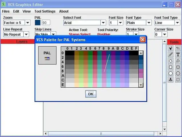 Scarica lo strumento Web o l'app Web Atari VCS (2600) Editor grafico per l'esecuzione in Linux online