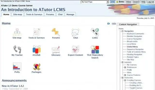 Download web tool or web app ATutor (Learning  Management System)