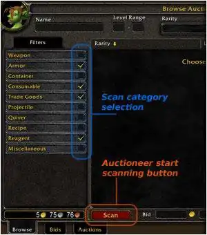 Загрузите веб-инструмент или веб-приложение Auctioneer Addon для World of Warcraft