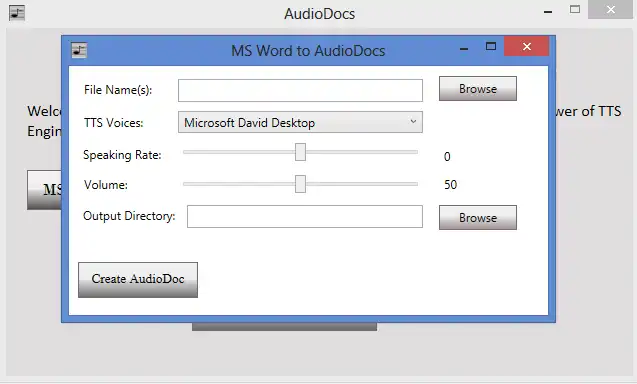 Download web tool or web app AudioDocs
