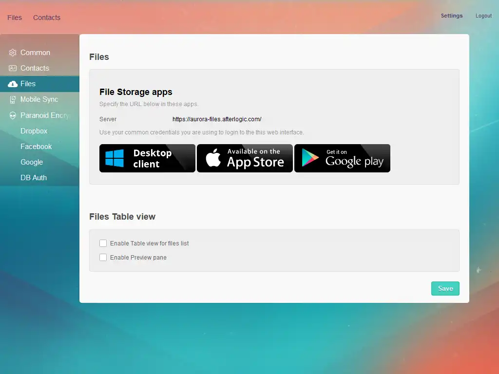 Download web tool or web app Aurora Files