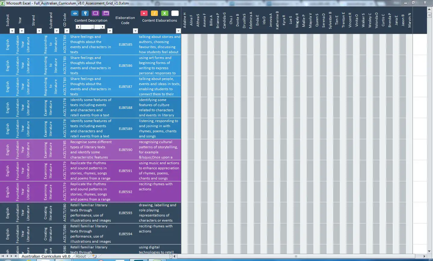 Télécharger l'outil Web ou l'application Web Australian Curriculum Assessment Grid